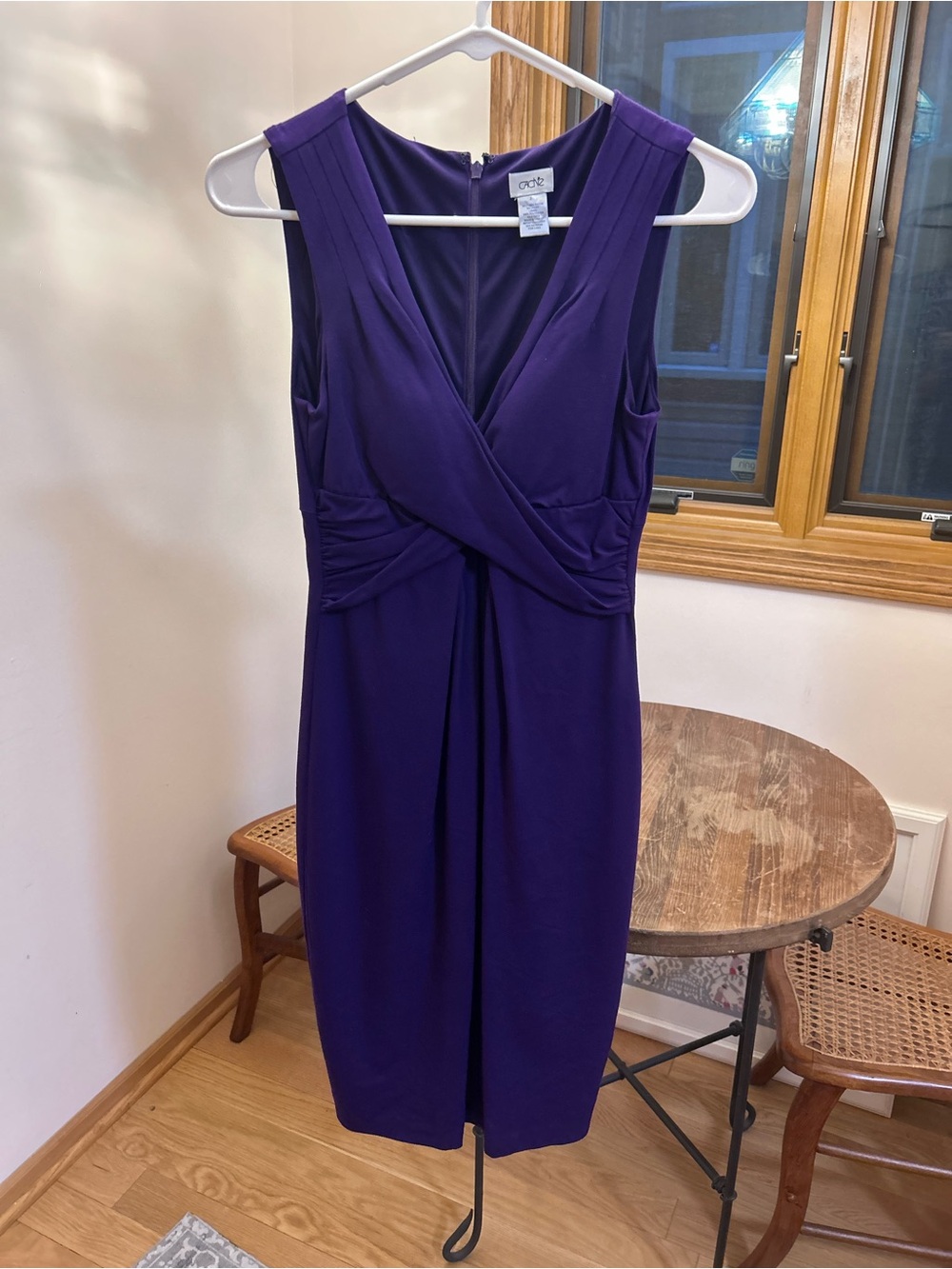 Cache Purple Sleeveless V-Neck Twist Front Dress